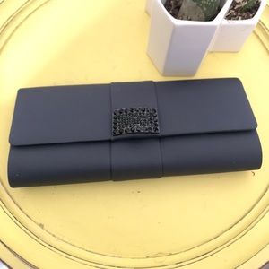 Kate Landry Satin Clutch in Dark Gray